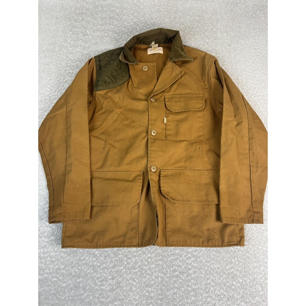 Vintage Saftbak Coat Mens L Brown Canvas Hunting Overcoat‎ Quilted Lined USA